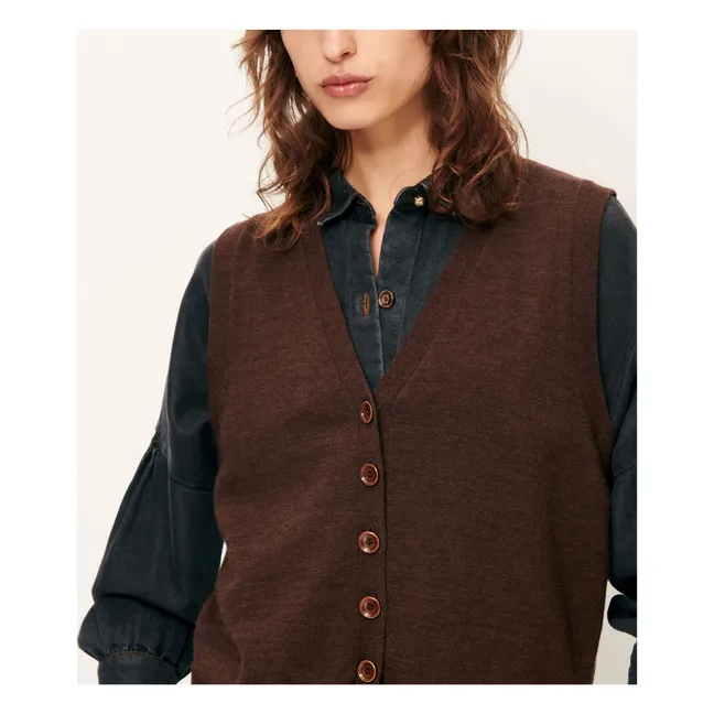 Gilet Sans Manches Giancarlo Laine Mérinos | Marron