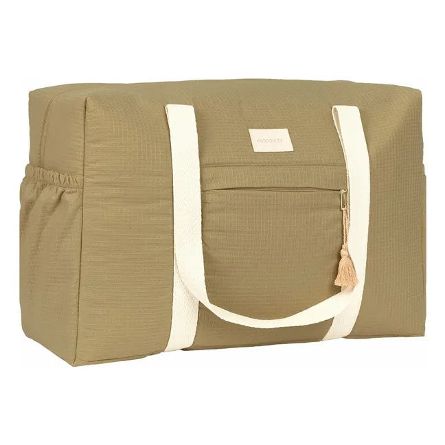 Sac de maternité imperméable en coton bio Opéra | Olive