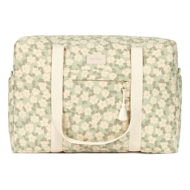 Sac de maternité imperméable en coton bio Opéra Sakura | Sauge