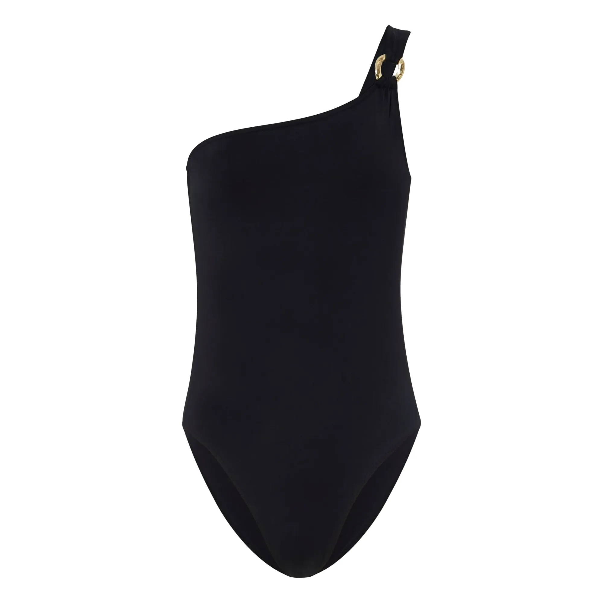 Alma Deia Black 1-Piece Asymmetrical Swimsuit