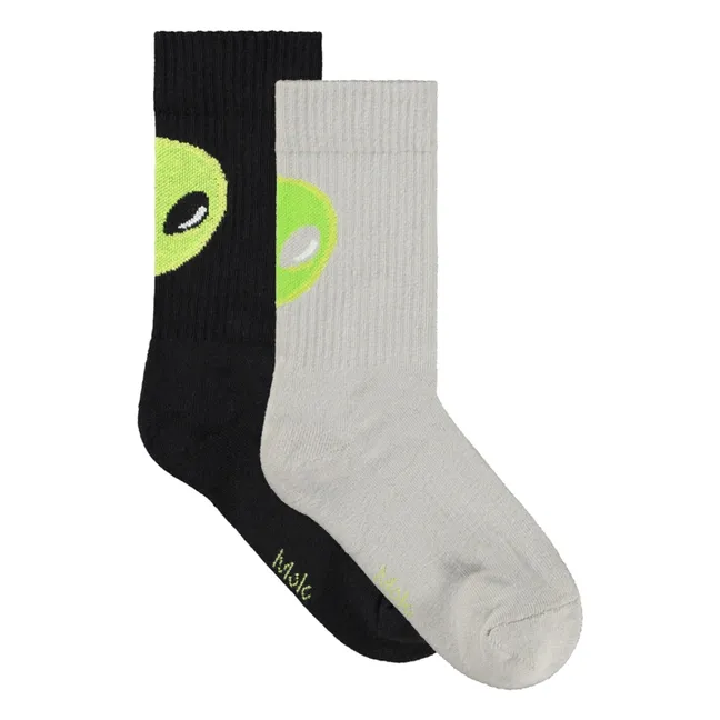 Lot de 2 Paires de Chaussettes Norman Alien | Noir