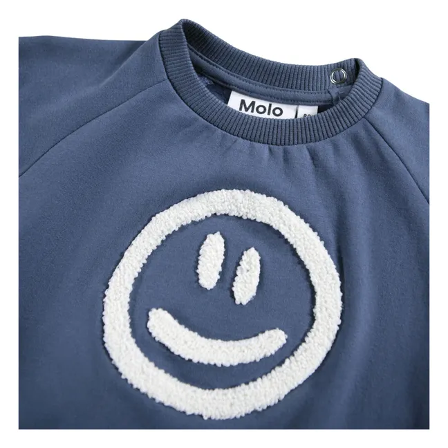 Sweat Disc Smiley Coton Bio | Bleu