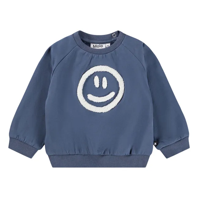 Sweat Disc Smiley Coton Bio | Bleu