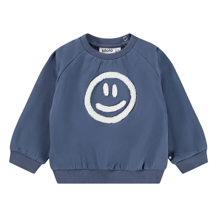 Sweat Disc Smiley Coton Bio | Bleu- Image produit n°0