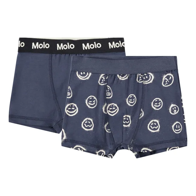 Lot de 2 Caleçons Justin Moods Coton Bio | Bleu marine