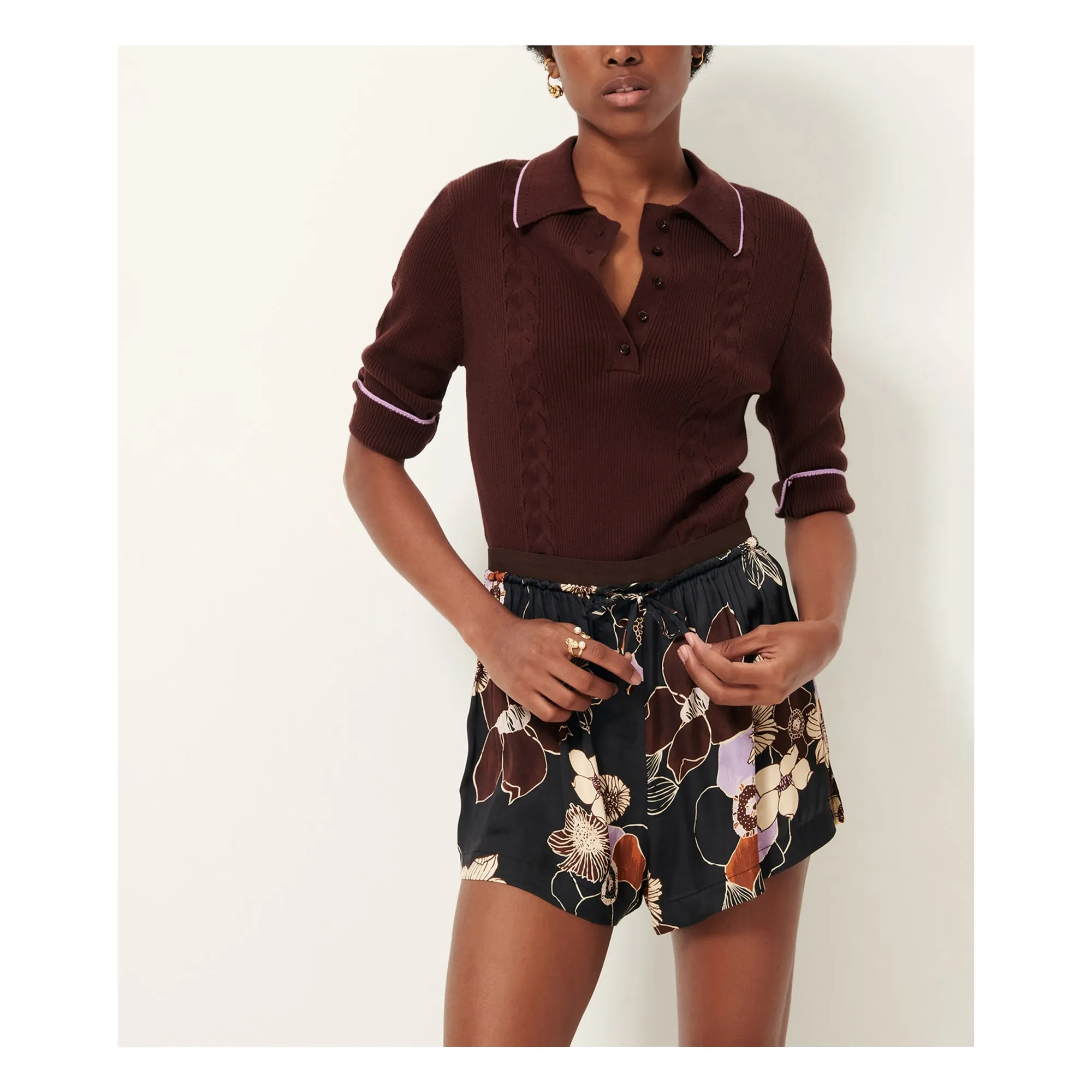 Sessùn Brown Jodi Organic Cotton Polo Shirt