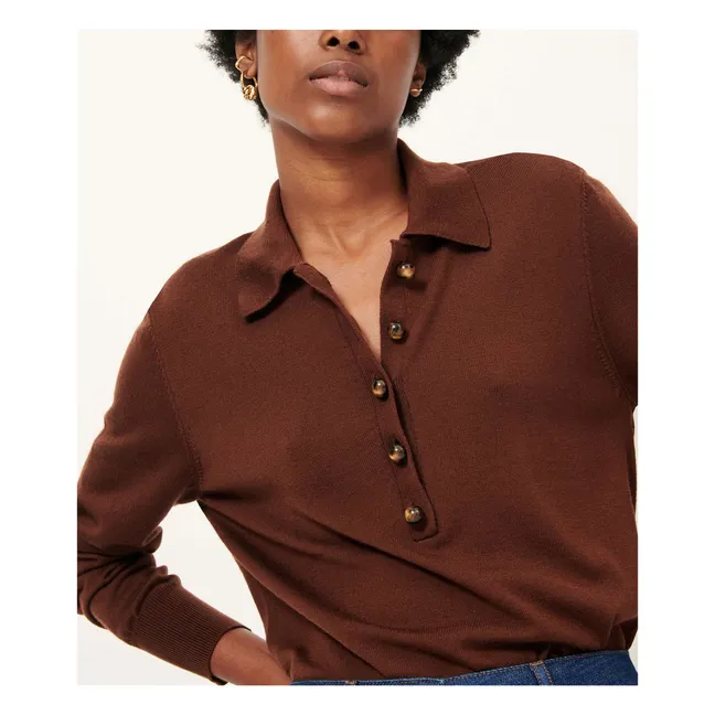 Pull Polo Yanaka Laine | Marron
