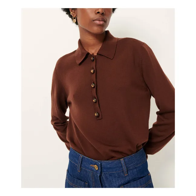 Pull Polo Yanaka Laine | Marron