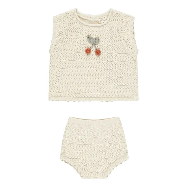 Ensemble Top et Bloomer Cerise | Ecru