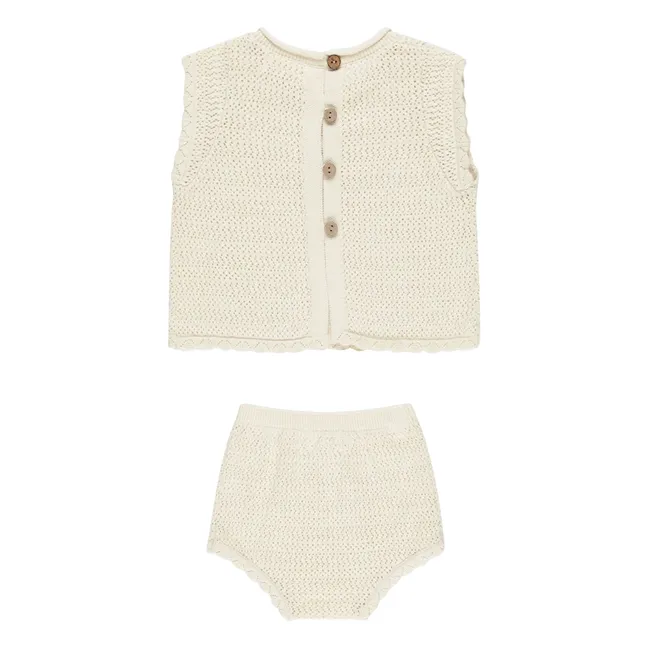 Ensemble Top et Bloomer Cerise | Ecru