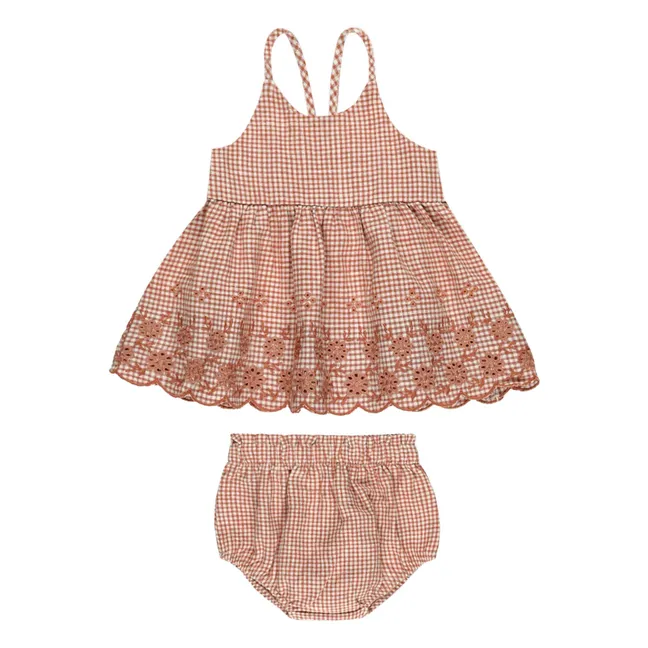 Ensemble Zenni Top et Bloomer Vichy | Brique