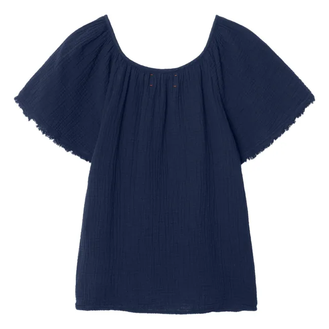 Top Macie Gaze de Coton | Bleu nuit