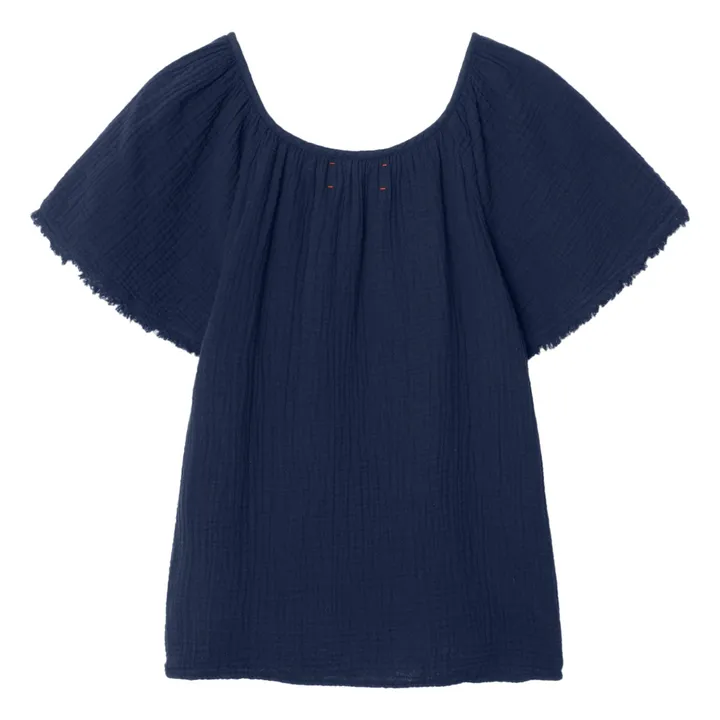 Top Macie Gaze de Coton | Bleu nuit- Image produit n°3