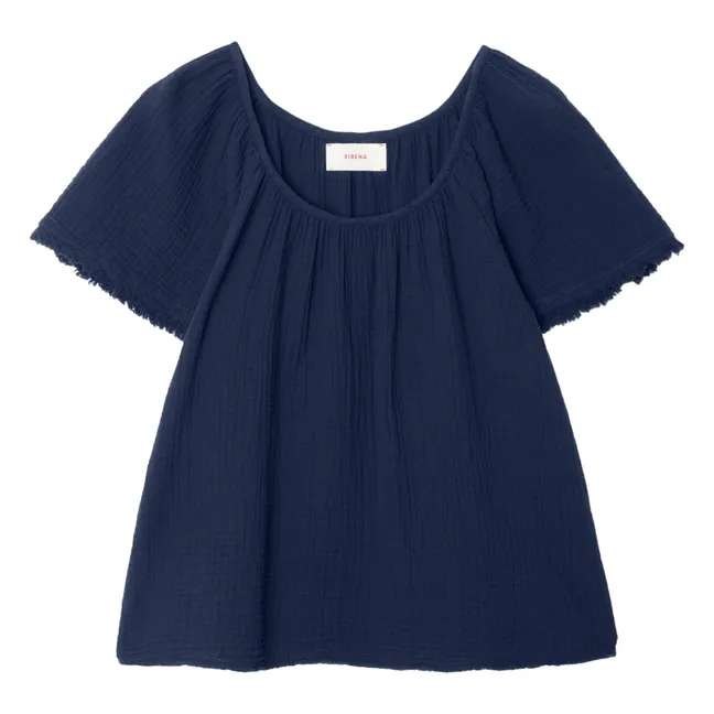 Top Macie Gaze de Coton | Bleu nuit