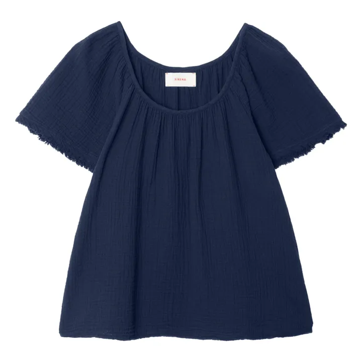 Top Macie Gaze de Coton | Bleu nuit- Image produit n°0
