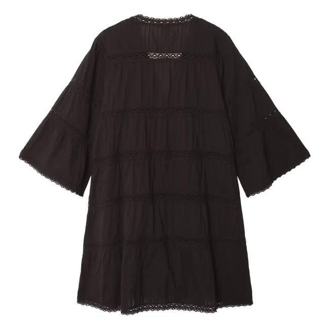 Freda Vestido de gasa de algodón | Negro