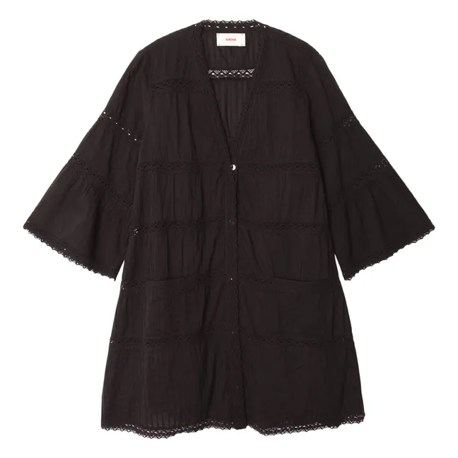 Freda Vestido de gasa de algodón | Negro