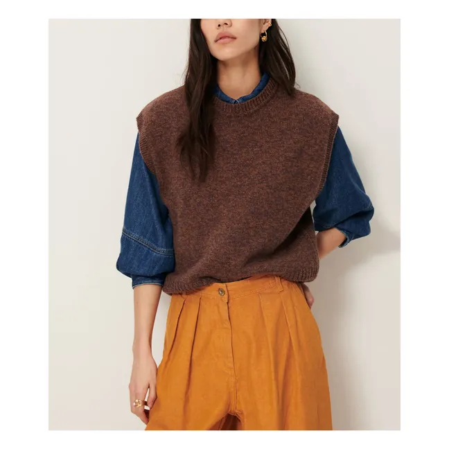 Pull Sans Manches Fabinino Laine Mérinos | Marron