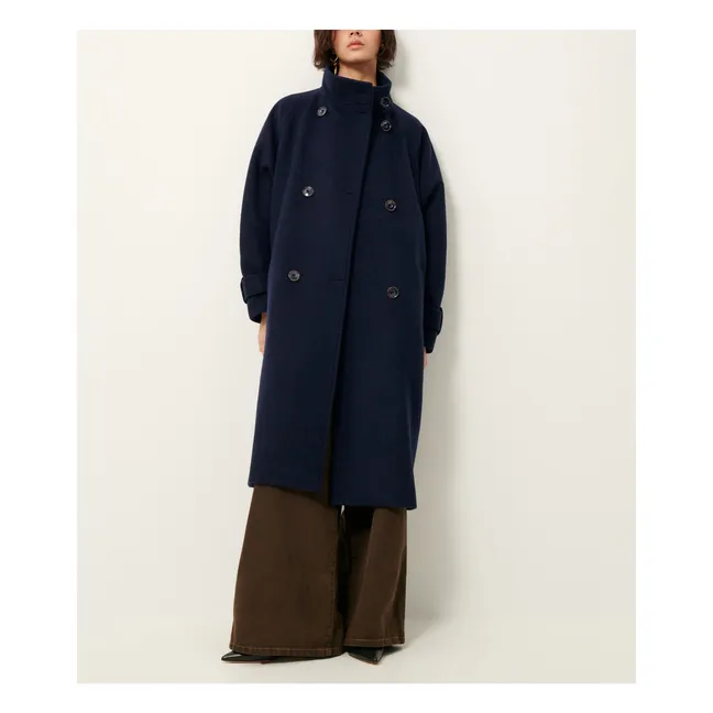 Manteau Bleeckett Laine Recyclée | Bleu marine
