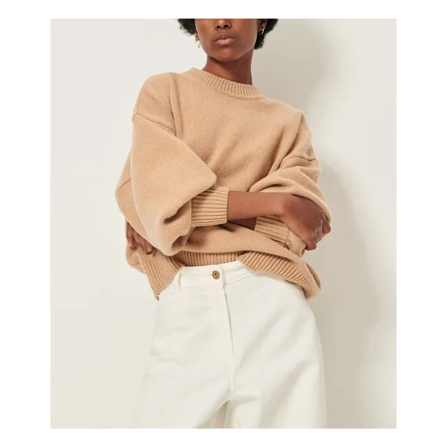 Beyeler Pullover aus Merinowolle in Übergröße | Beige
