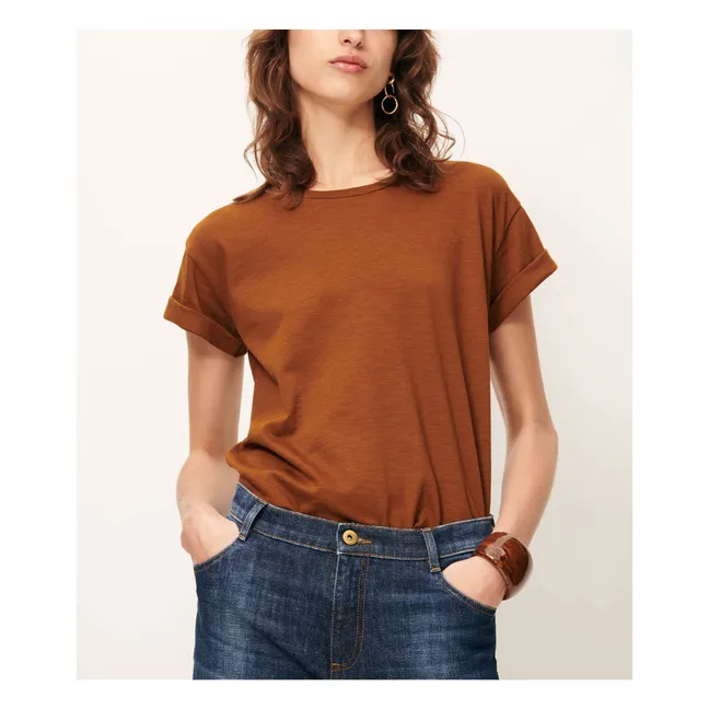 Camiseta de algodón ecológico Albano | Marrón