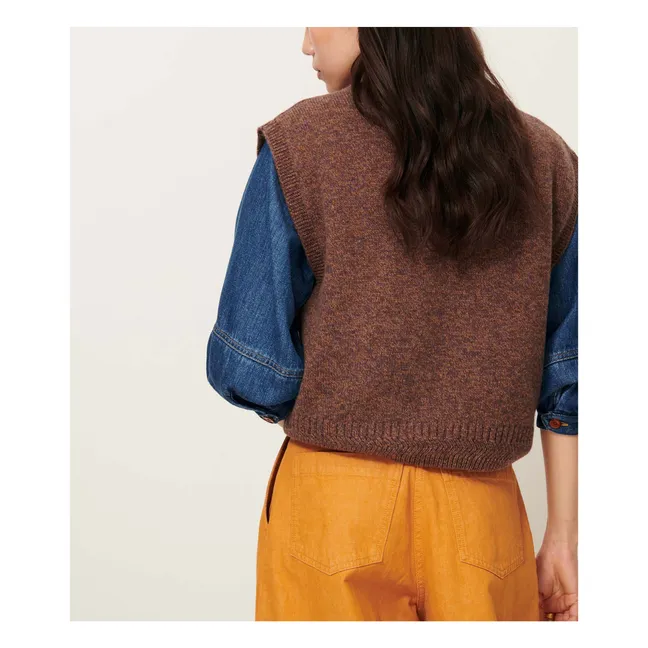 Pull Sans Manches Fabinino Laine Mérinos | Marron