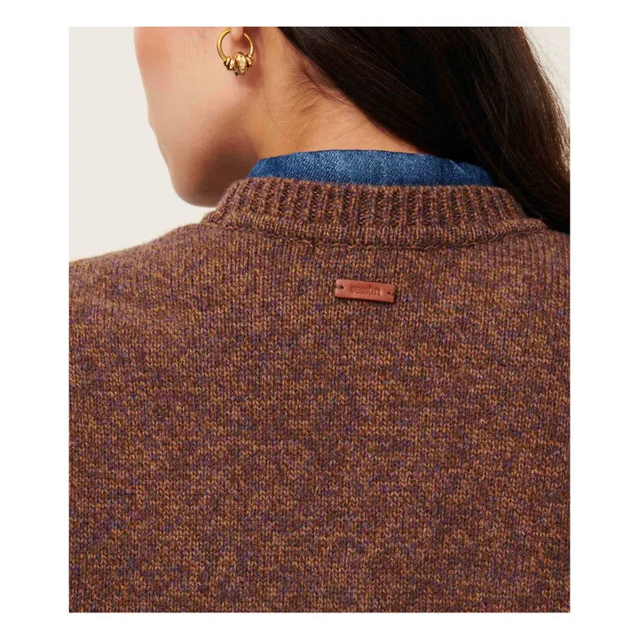 FAUSTINE Open-Weave Sweater in Merino Wool - Navy