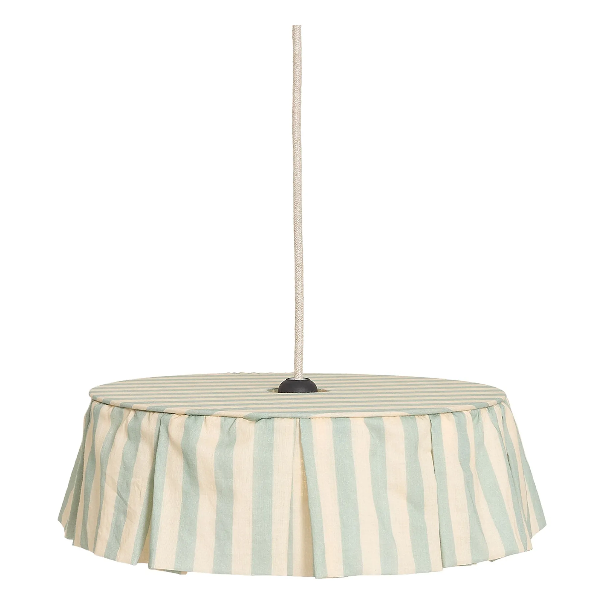 Abat-jour Vibes rayé en voile de coton bio | Turquoise- Image produit n°0