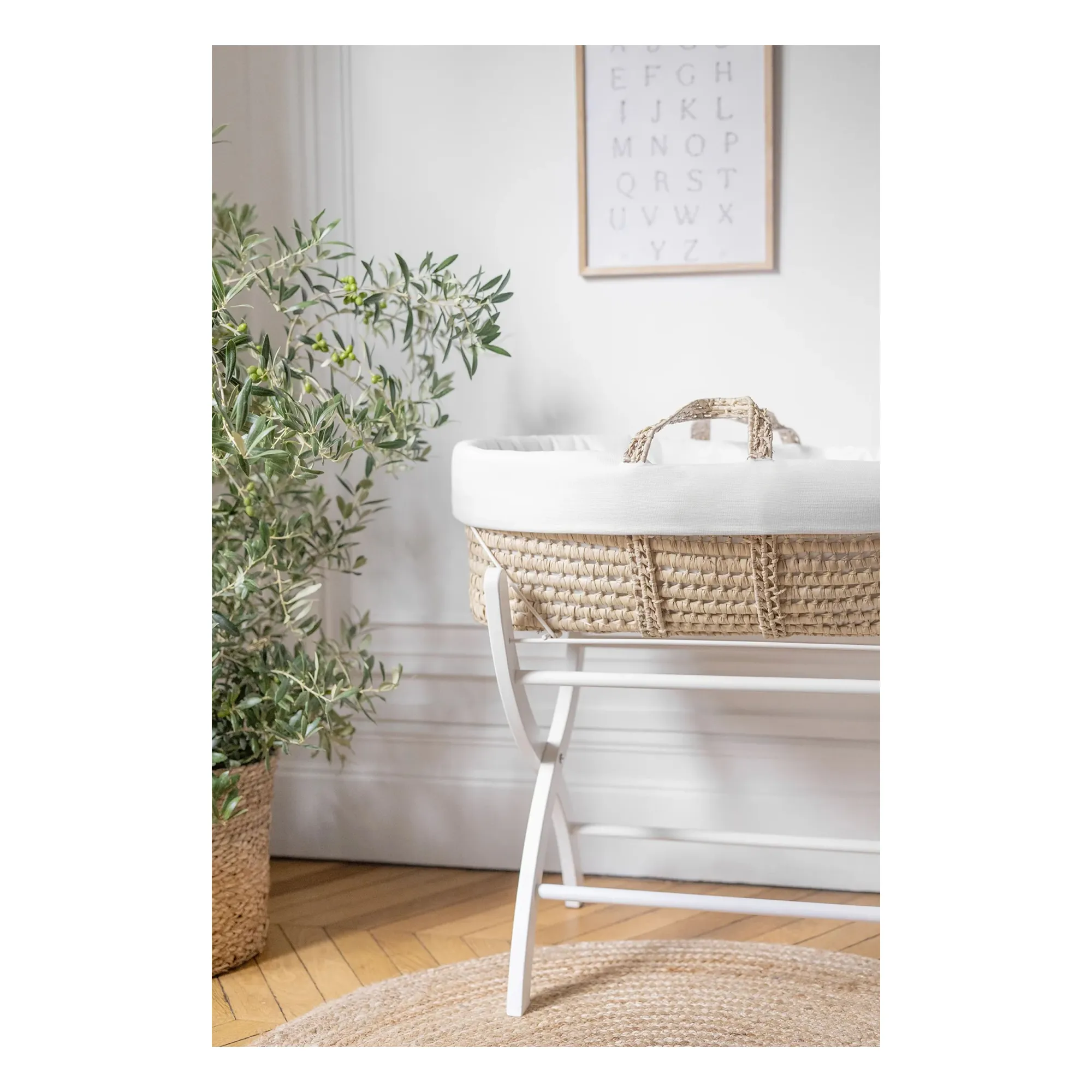Couffin tressage feuilles de palme | Blanc- Image produit n°1