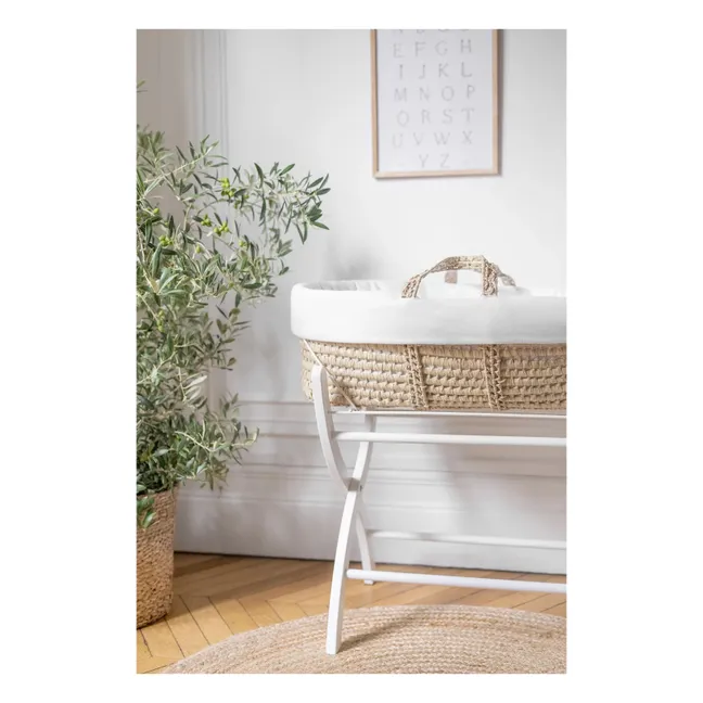 Cesta bebè intrecciata foglie di palma  | Bianco