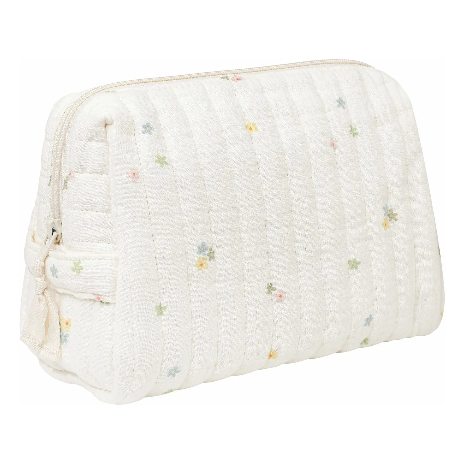 Trousse de toilette Daisies en coton bio | Ecru- Image produit n°0