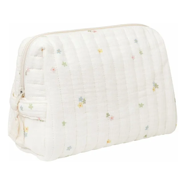Daisies toiletry bag in organic cotton | Ecru