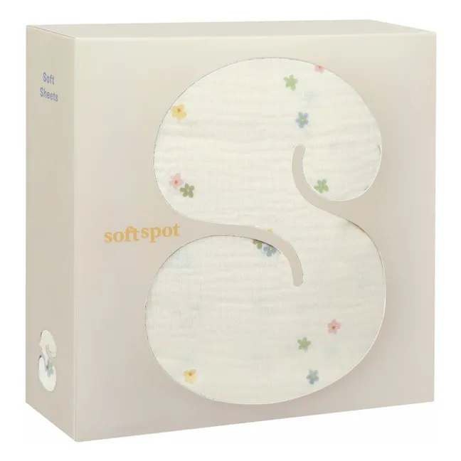 Drap-housse Daisies en coton bio | Ecru