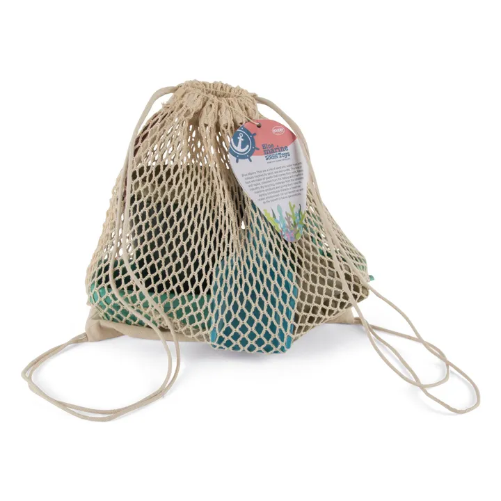 Cubo y barco de playa con accesorios de bioplástico | Azul- Imagen del producto n°2