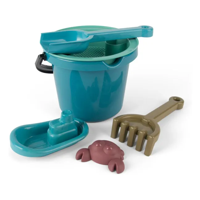 Seau de plage et ses accessoires en bioplastique | Bleu