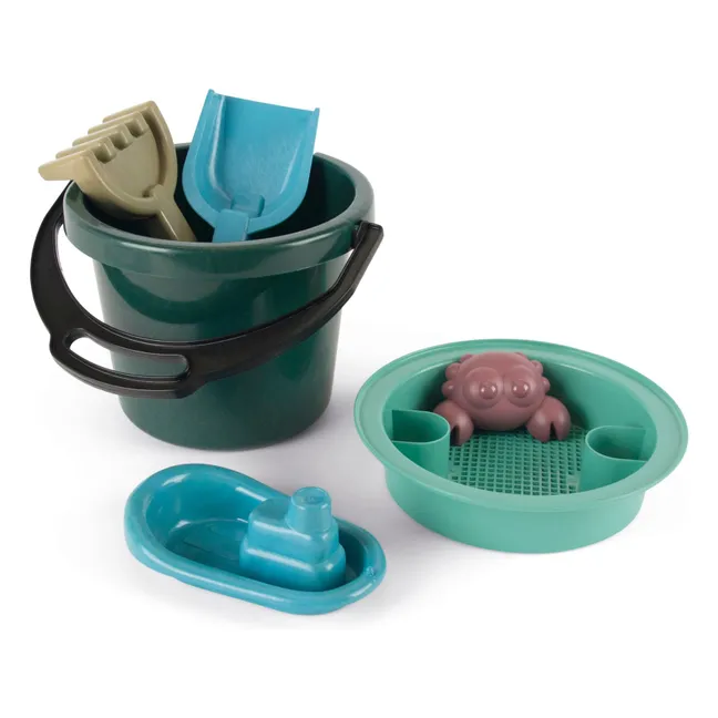 Seau de plage et ses accessoires en bioplastique | Bleu