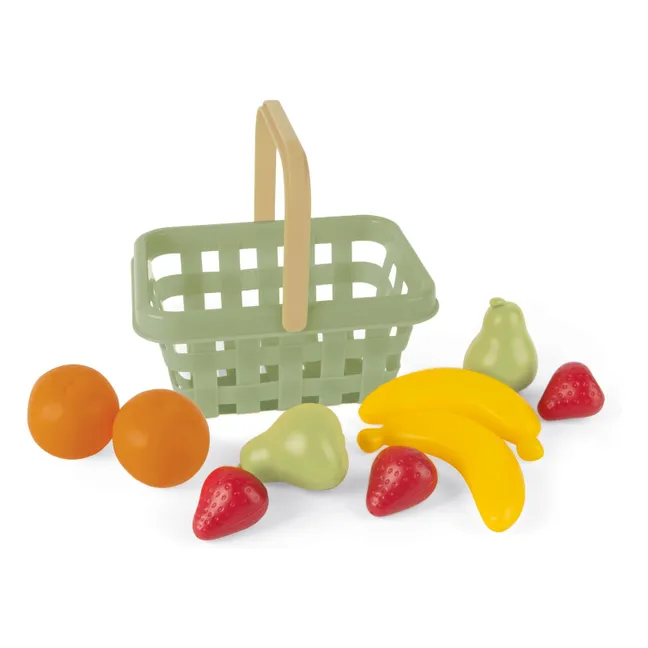 Panier avec ses fruits en bioplastique | Vert