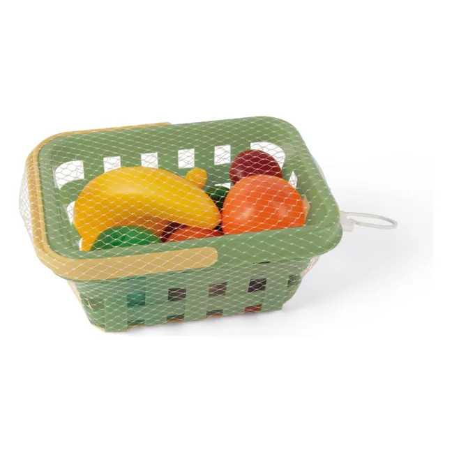 Panier avec ses fruits en bioplastique | Vert