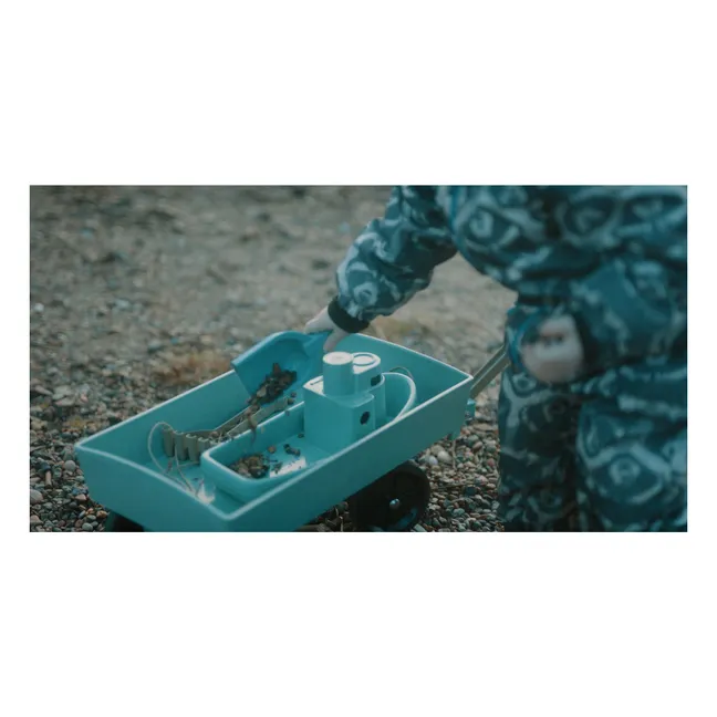Seau et bateau de plage avec leurs accessoires en bioplastique | Bleu