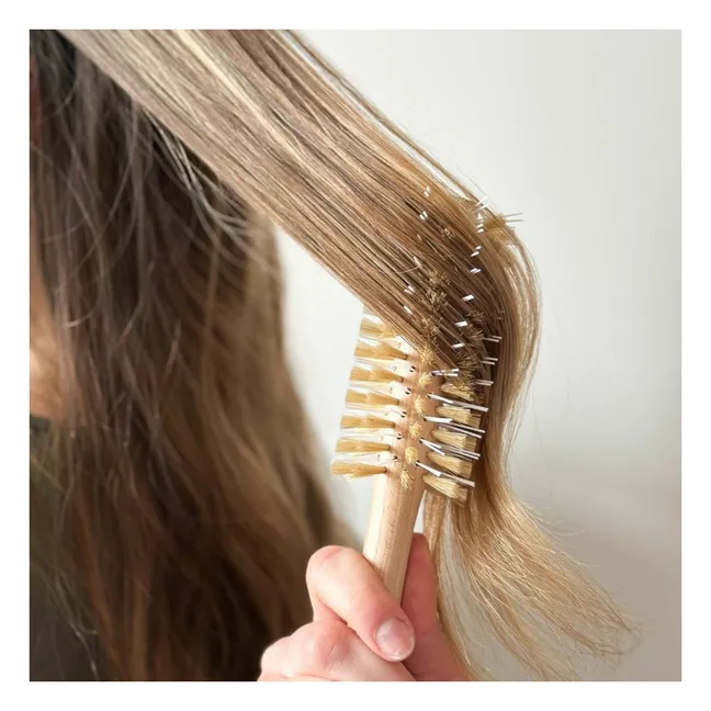 Brosse ronde brushing en poils de sanglier  | Bois clair
