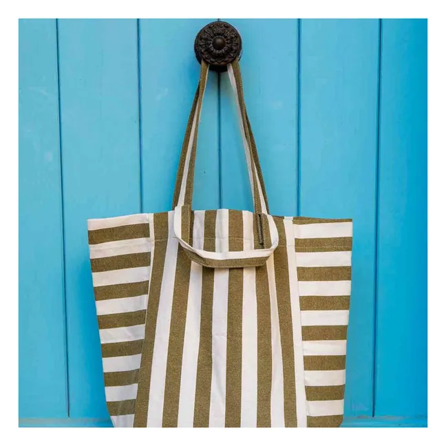 Borsa shopping Elisabeth a righe | Olive