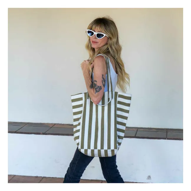 Elisabeth striped tote bag | Olive