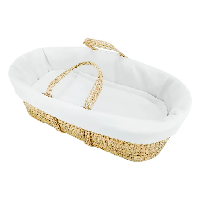 Cesta bebè intrecciata foglie di palma  | Bianco