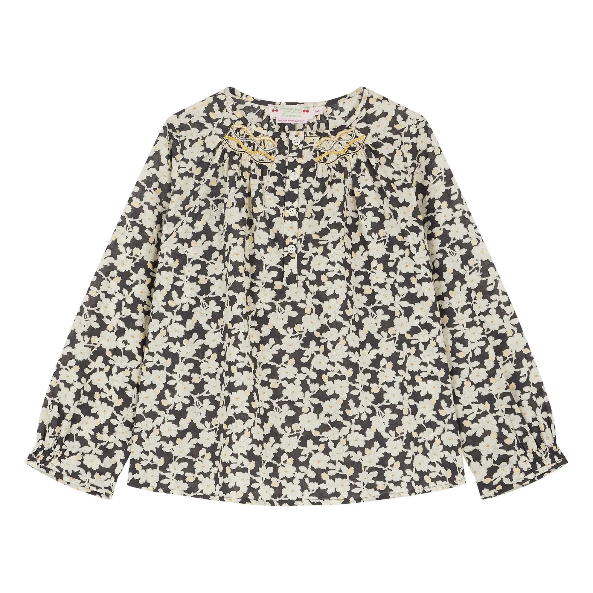 Bonpoint Girls Black Biancarosa Organic Cotton Blouse