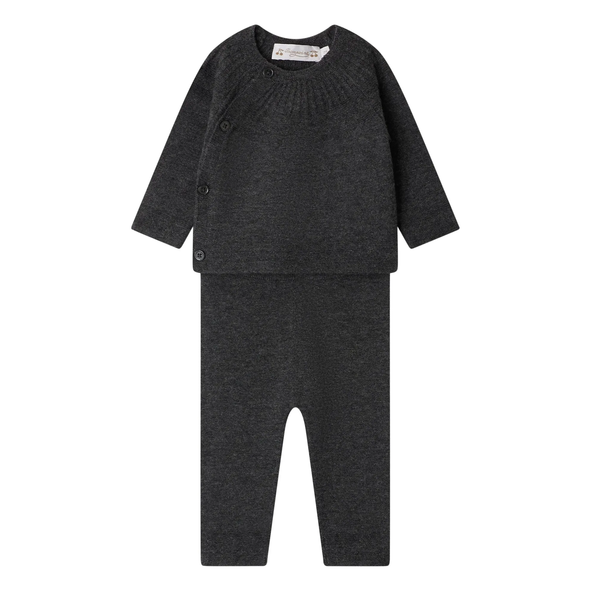 Bonpoint Charcoal Grey Jina Laine Top And Legging Set