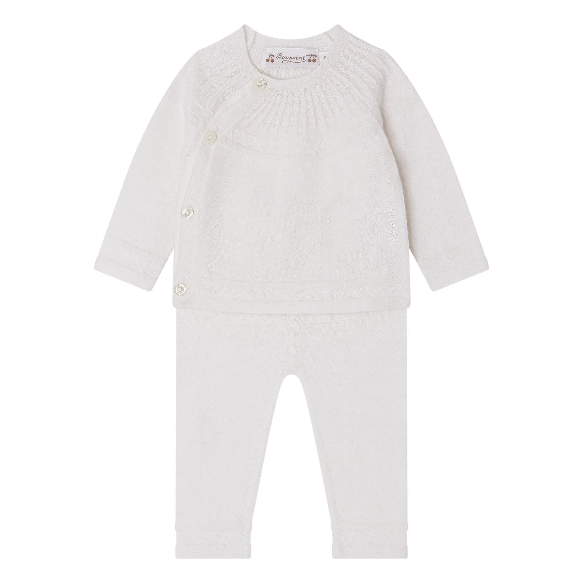 Bonpoint White Jina Laine Top And Legging Set