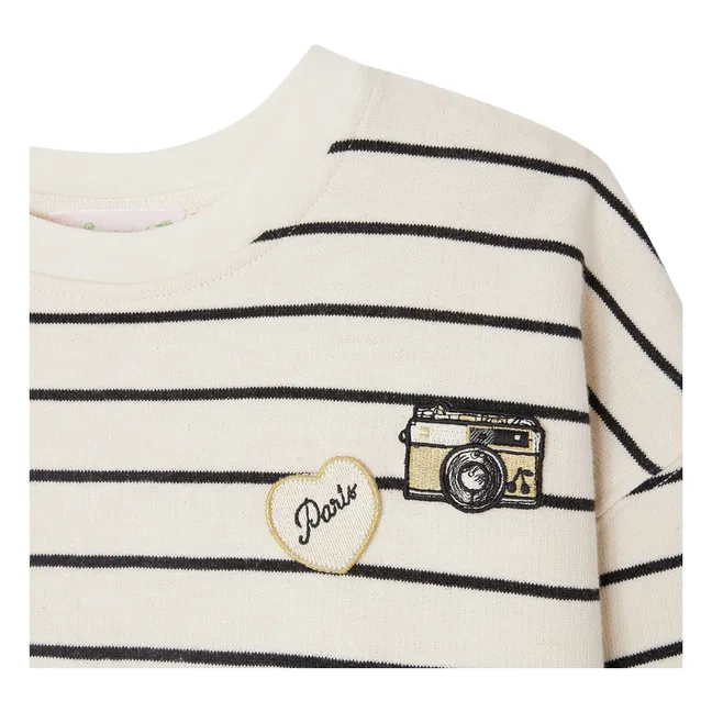 Gaya Striped Sweat | Ecru