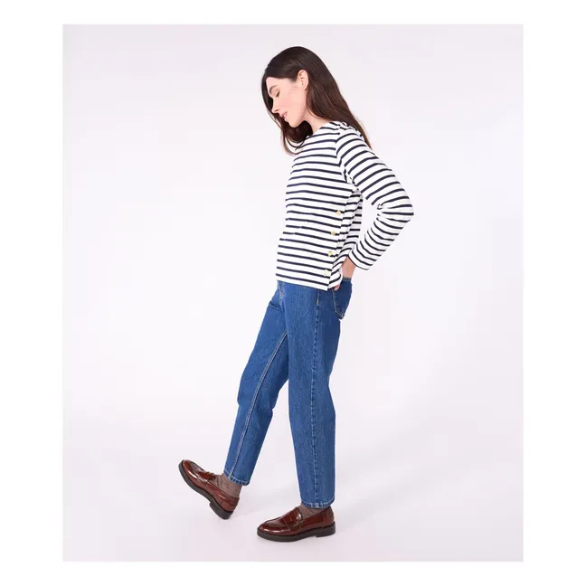 Marinière Col Bateau Coton Bio | Blanc