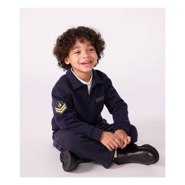 Sweat Col Polo Badges | Bleu marine