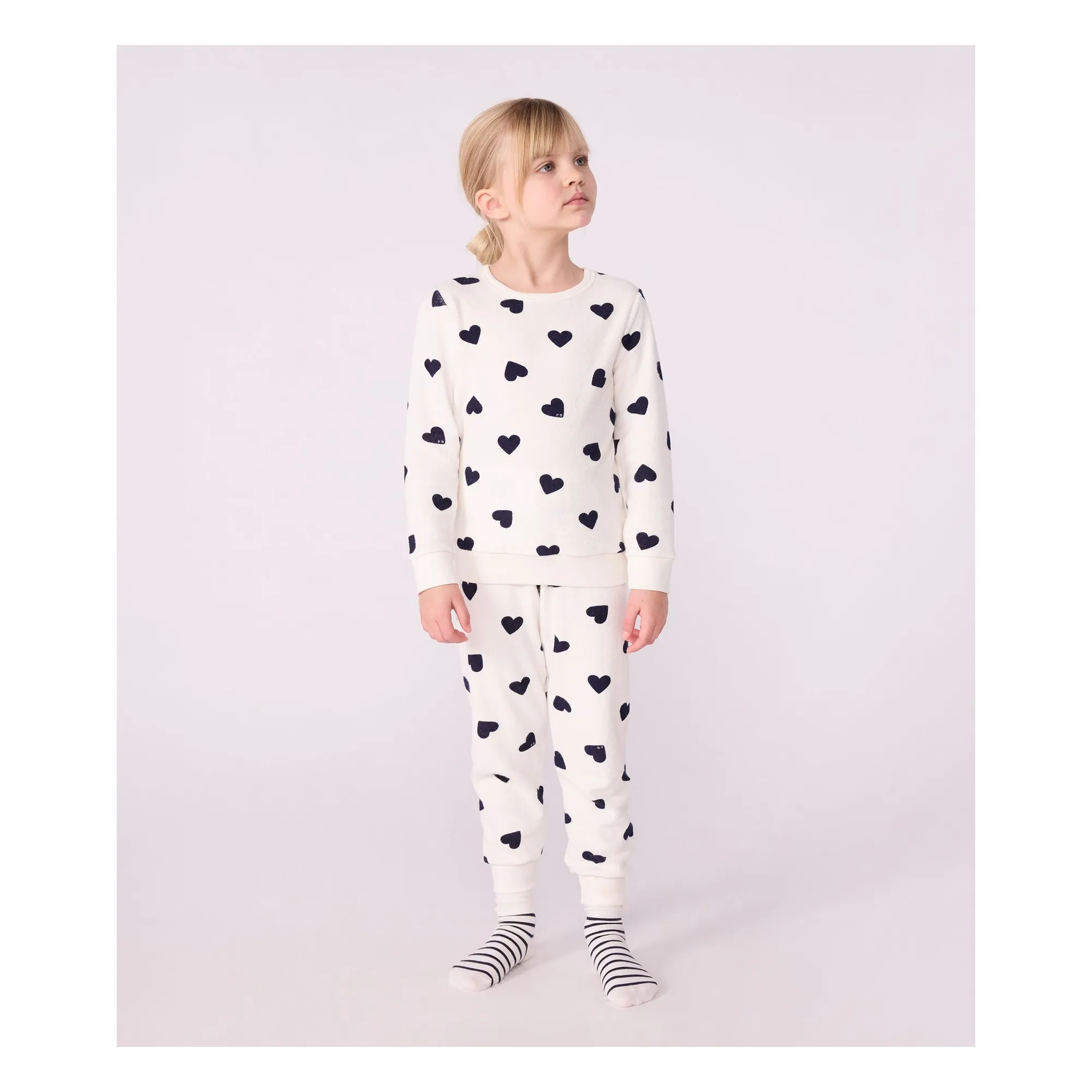 Petit Bateau Ecru Pyjamas Hearts Modal